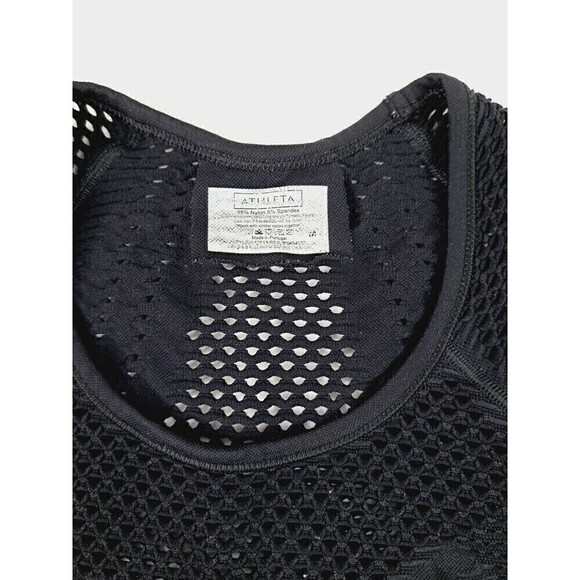 Athleta Small Top Black Diamond Mesh Trophy Tee Short Sleeve Size Medium - Picture 3 of 6